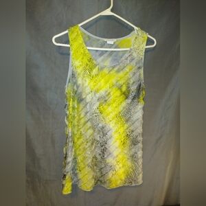 Janeric yellow sherried ruffle front tank top